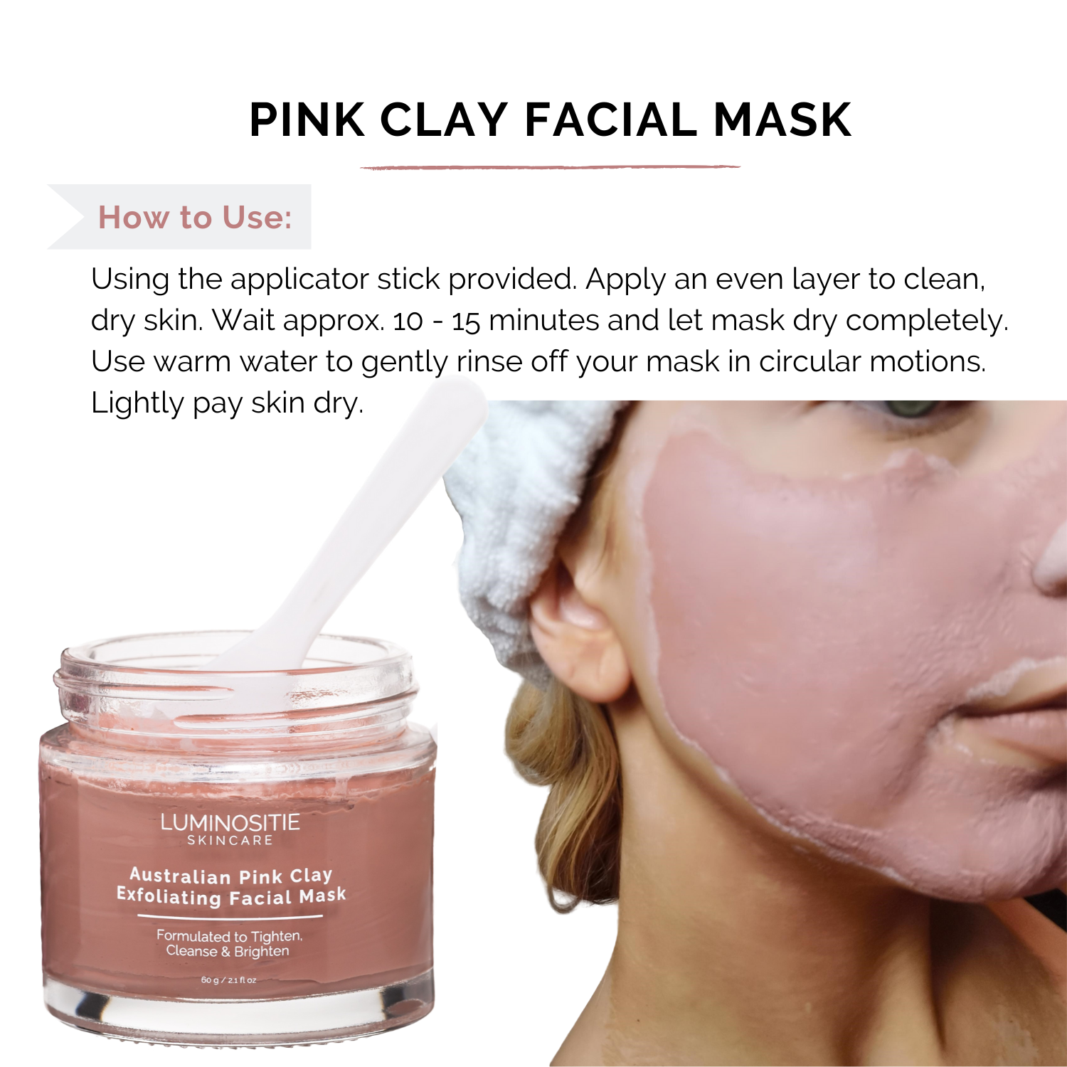 Australian Pink Clay Facial Mask - Luminositie
